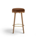 TOV Oodle Bronze Performance Vegan Mohair Light Walnut Bar Stool