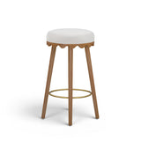 TOV Oodle Cream Performance Vegan Mohair Light Walnut Bar Stool