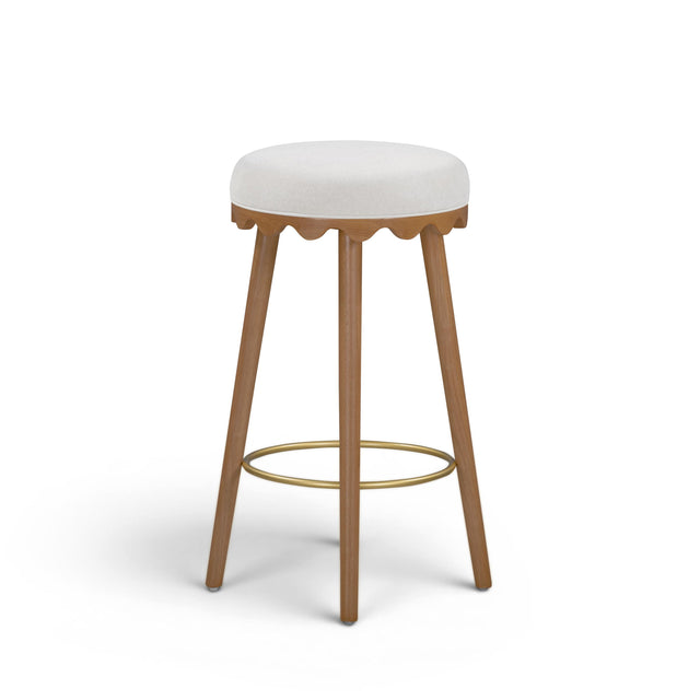 TOV Oodle Cream Performance Vegan Mohair Light Walnut Bar Stool
