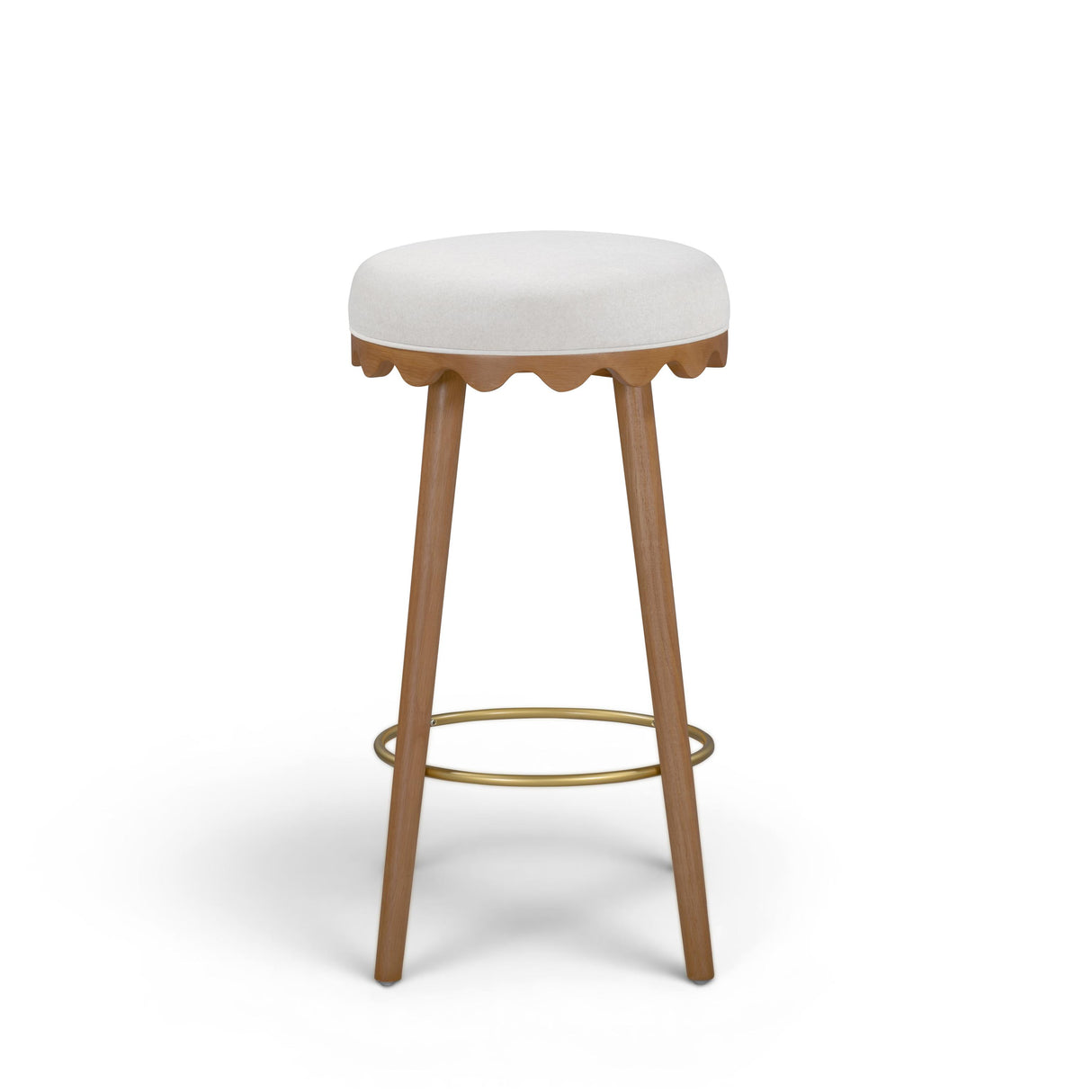 TOV Oodle Cream Performance Vegan Mohair Light Walnut Bar Stool