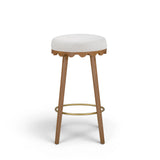 TOV Oodle Cream Performance Vegan Mohair Light Walnut Bar Stool