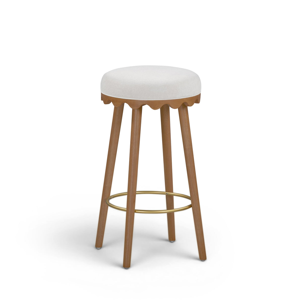 TOV Oodle Cream Performance Vegan Mohair Light Walnut Bar Stool
