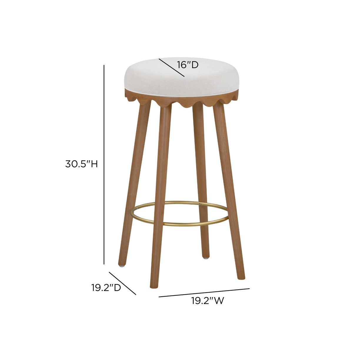 TOV Oodle Cream Performance Vegan Mohair Light Walnut Bar Stool