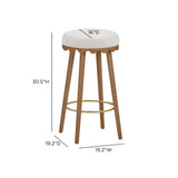 TOV Oodle Cream Performance Vegan Mohair Light Walnut Bar Stool