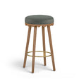 TOV Oodle Green Performance Vegan Mohair Light Walnut Bar Stool