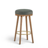 TOV Oodle Green Performance Vegan Mohair Light Walnut Bar Stool