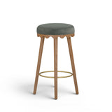 TOV Oodle Green Performance Vegan Mohair Light Walnut Bar Stool