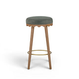 TOV Oodle Green Performance Vegan Mohair Light Walnut Bar Stool