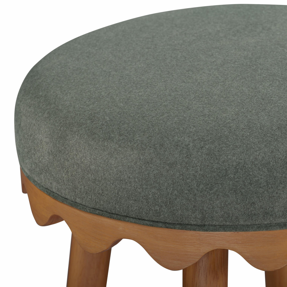 TOV Oodle Green Performance Vegan Mohair Light Walnut Bar Stool