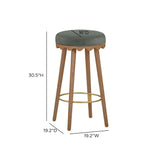 TOV Oodle Green Performance Vegan Mohair Light Walnut Bar Stool