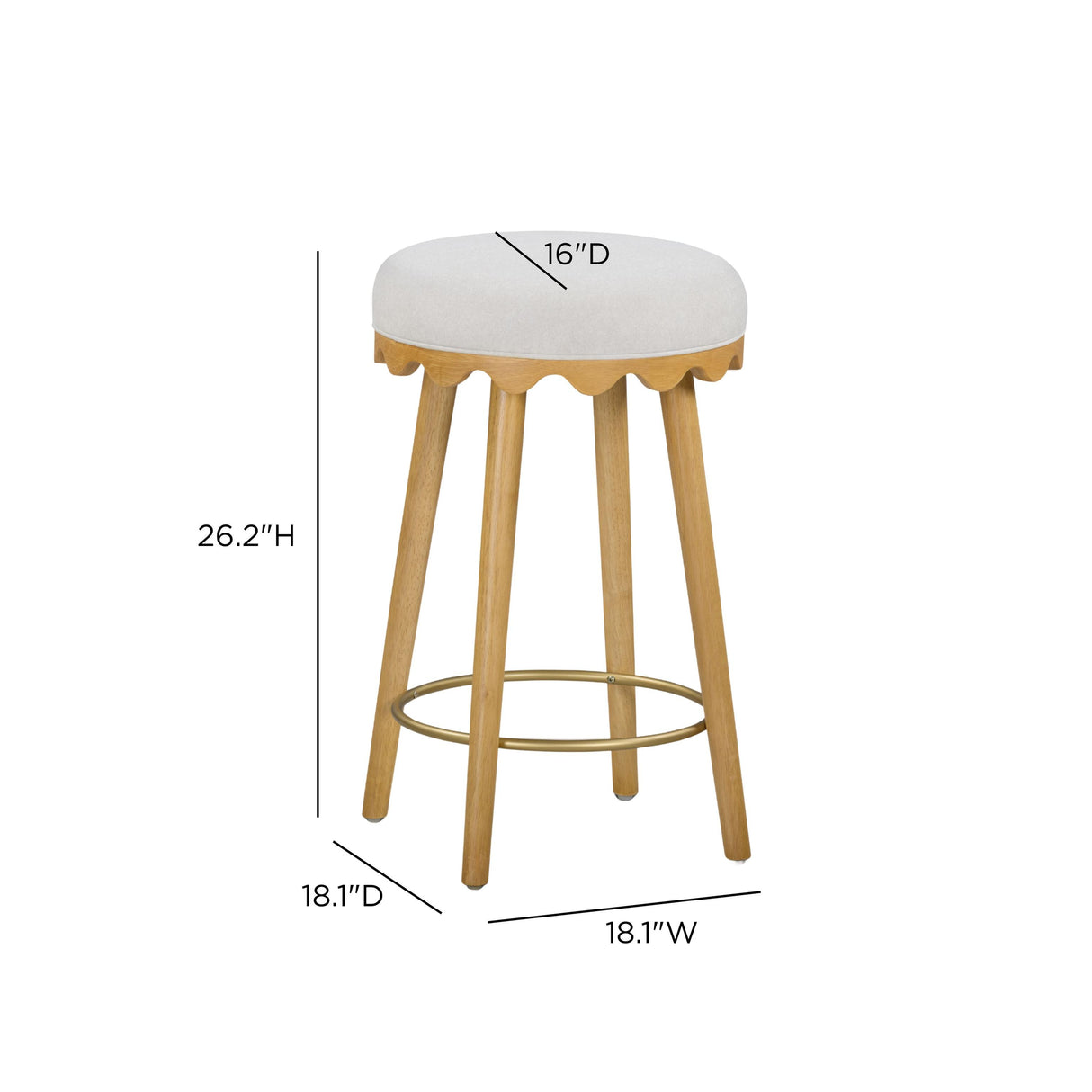 TOV Oodle Cream Performance Vegan Mohair Natural Counter Stool