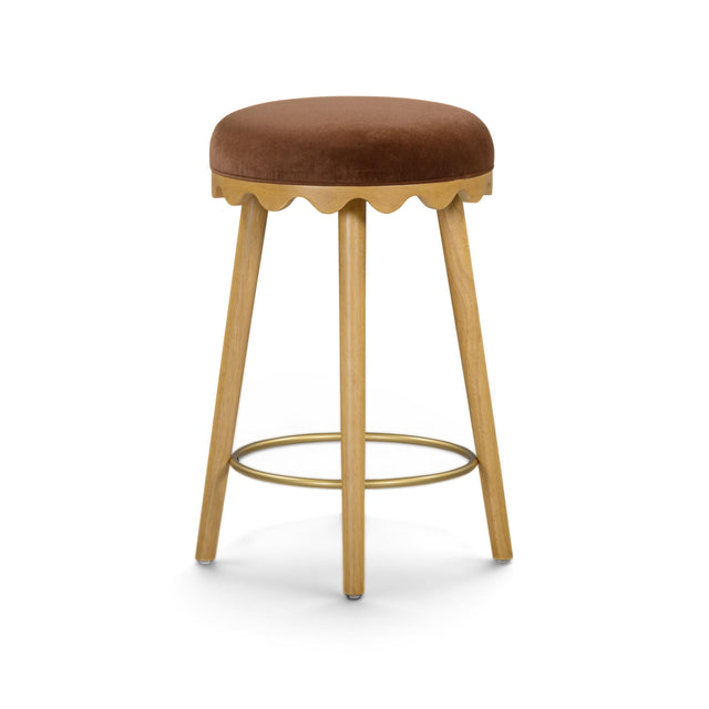 TOV Oodle Bronze Performance Vegan Mohair Natural Counter Stool