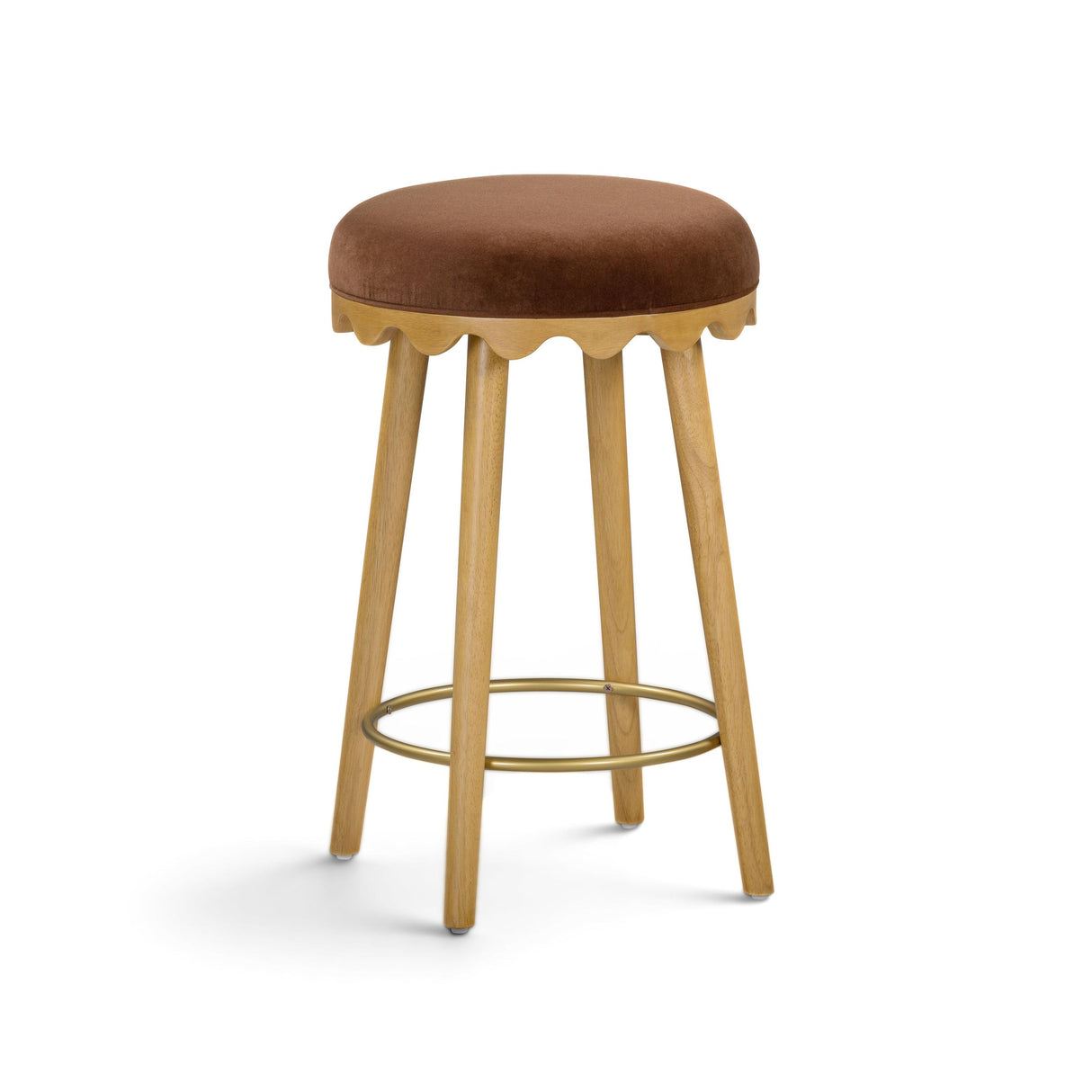 TOV Oodle Bronze Performance Vegan Mohair Natural Counter Stool