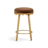 TOV Oodle Bronze Performance Vegan Mohair Natural Counter Stool