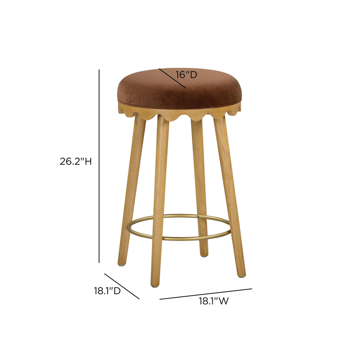 TOV Oodle Bronze Performance Vegan Mohair Natural Counter Stool
