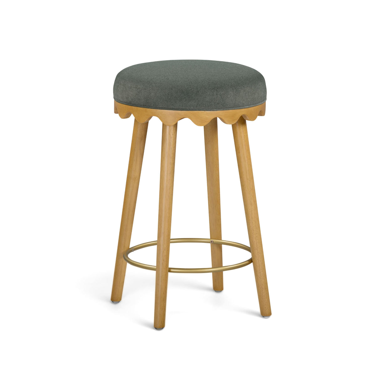 TOV Oodle Green Performance Vegan Mohair Natural Counter Stool