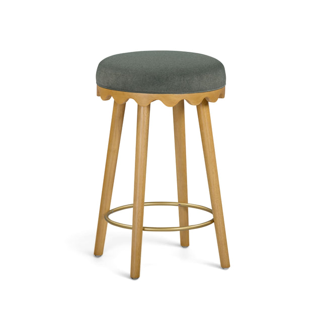 TOV Oodle Green Performance Vegan Mohair Natural Counter Stool