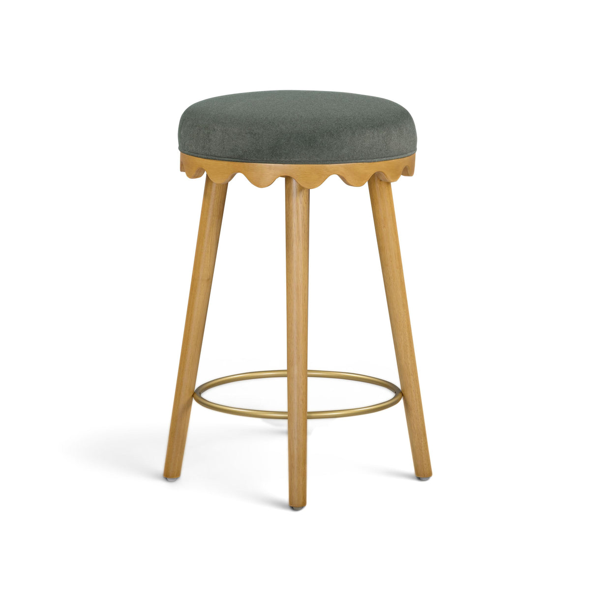 TOV Oodle Green Performance Vegan Mohair Natural Counter Stool