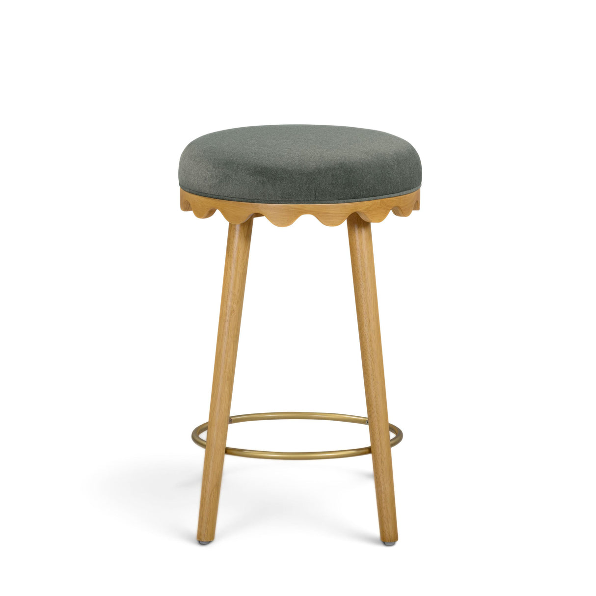 TOV Oodle Green Performance Vegan Mohair Natural Counter Stool