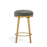 TOV Oodle Green Performance Vegan Mohair Natural Counter Stool