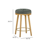 TOV Oodle Green Performance Vegan Mohair Natural Counter Stool