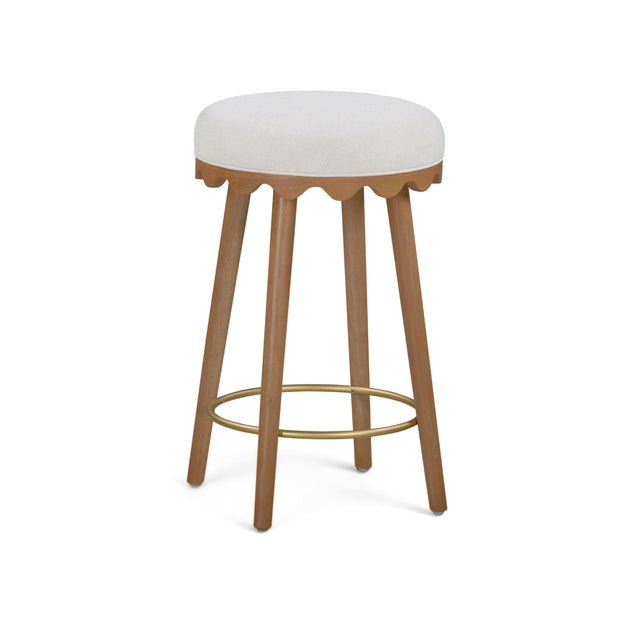 TOV Oodle Cream Performance Vegan Mohair Light Walnut Counter Stool
