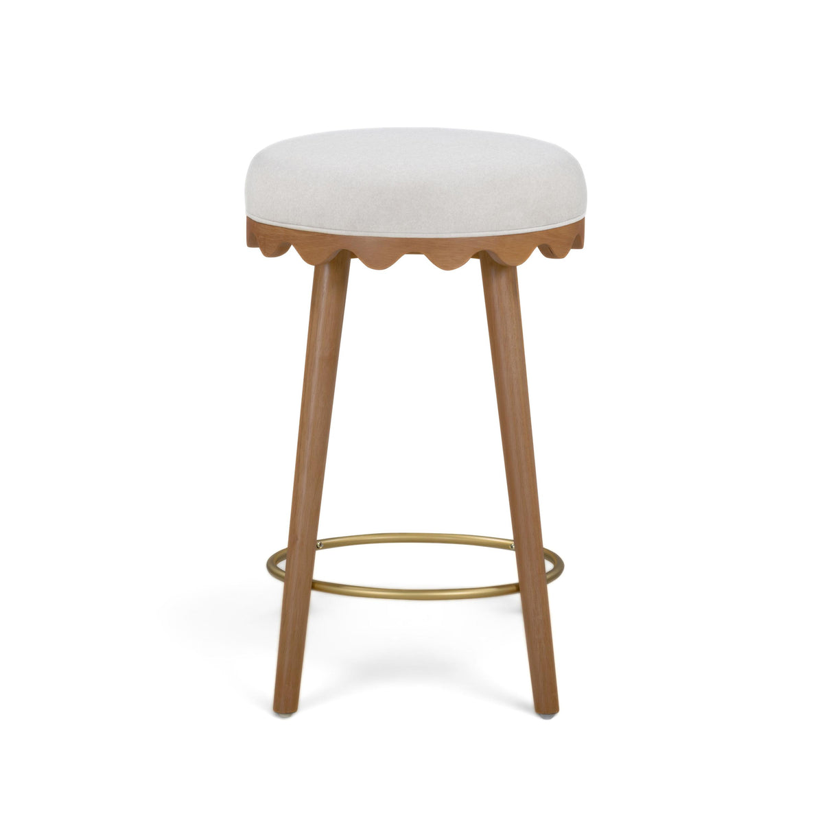 TOV Oodle Cream Performance Vegan Mohair Light Walnut Counter Stool