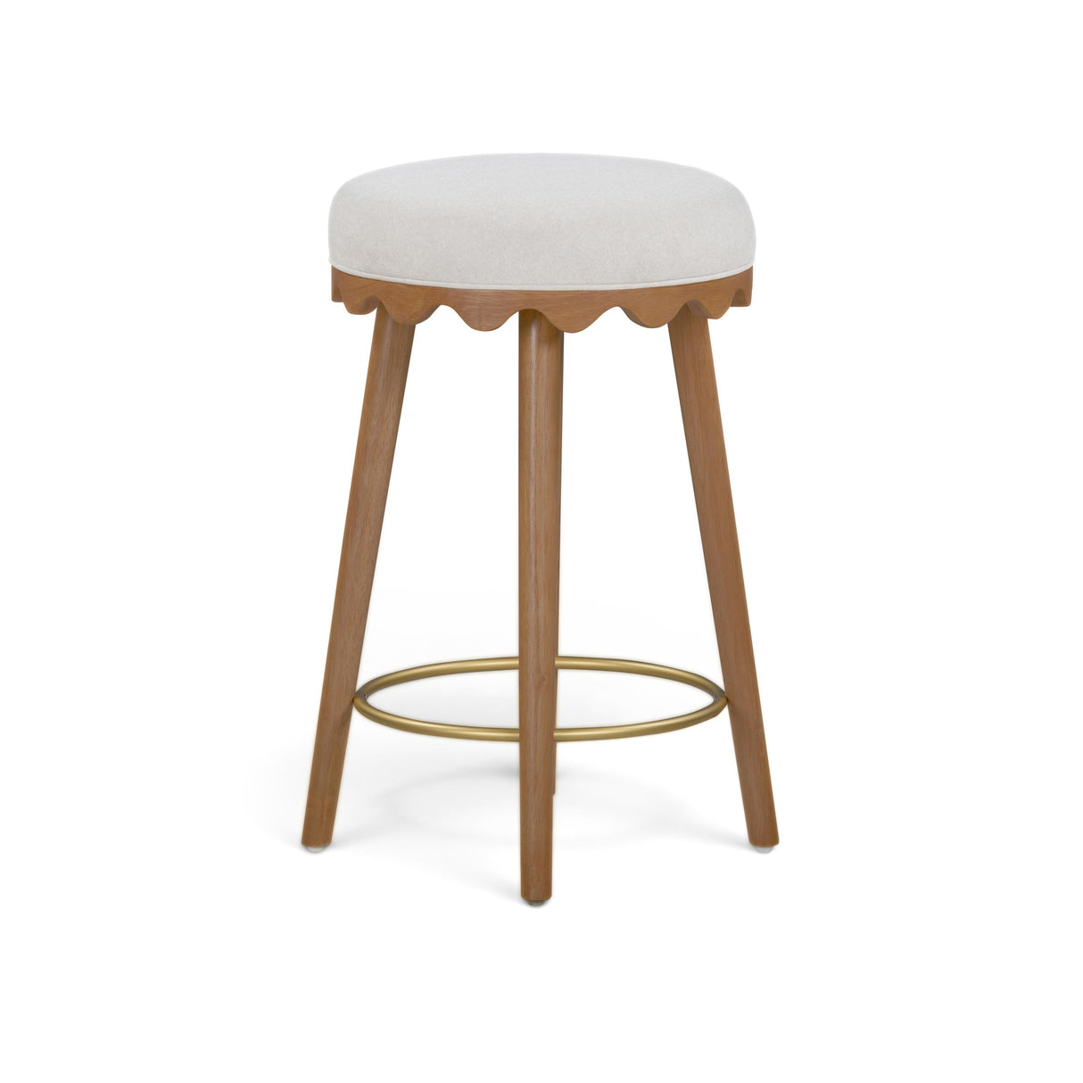 TOV Oodle Cream Performance Vegan Mohair Light Walnut Counter Stool