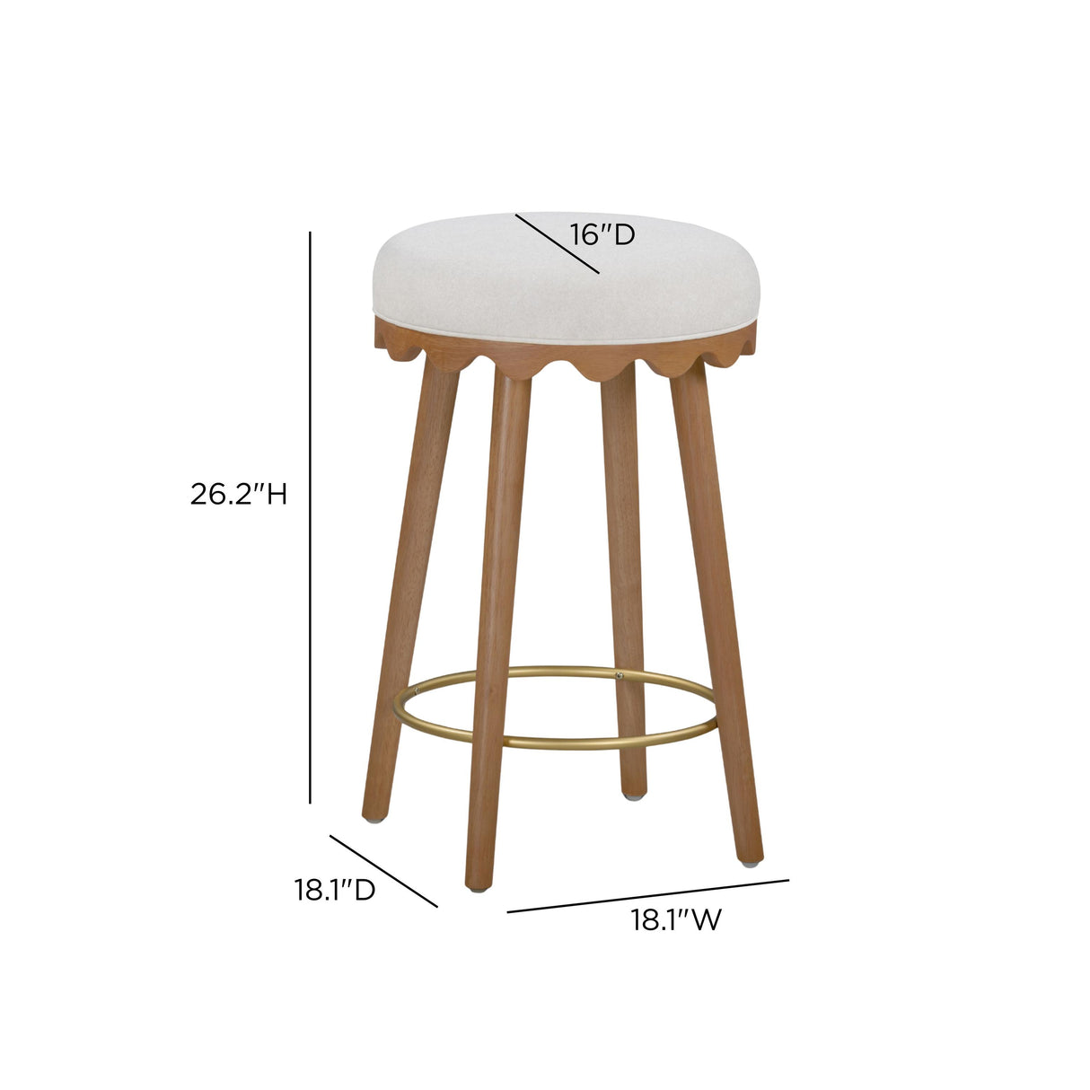 TOV Oodle Cream Performance Vegan Mohair Light Walnut Counter Stool