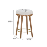 TOV Oodle Cream Performance Vegan Mohair Light Walnut Counter Stool