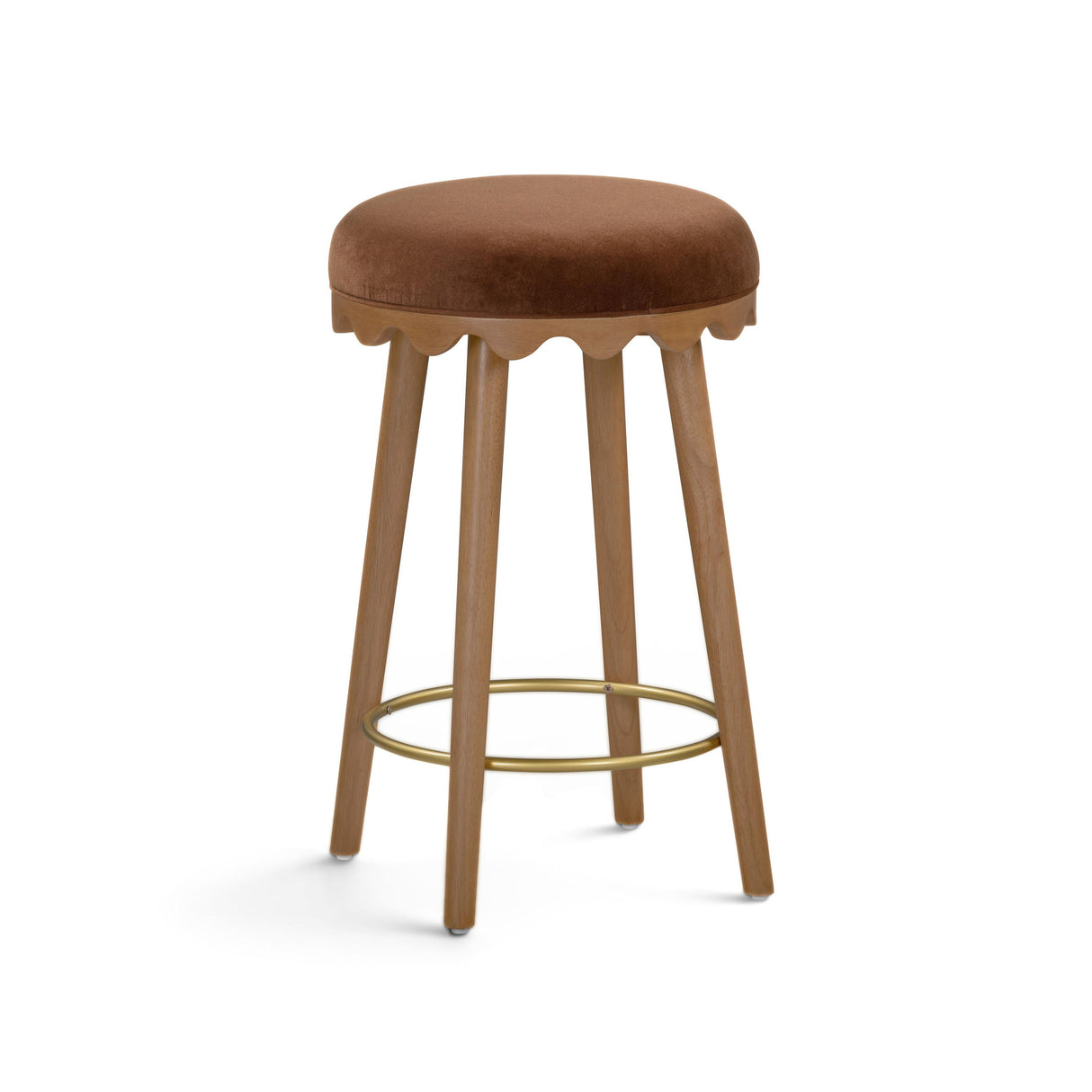 TOV Oodle Bronze Performance Vegan Mohair Light Walnut Counter Stool