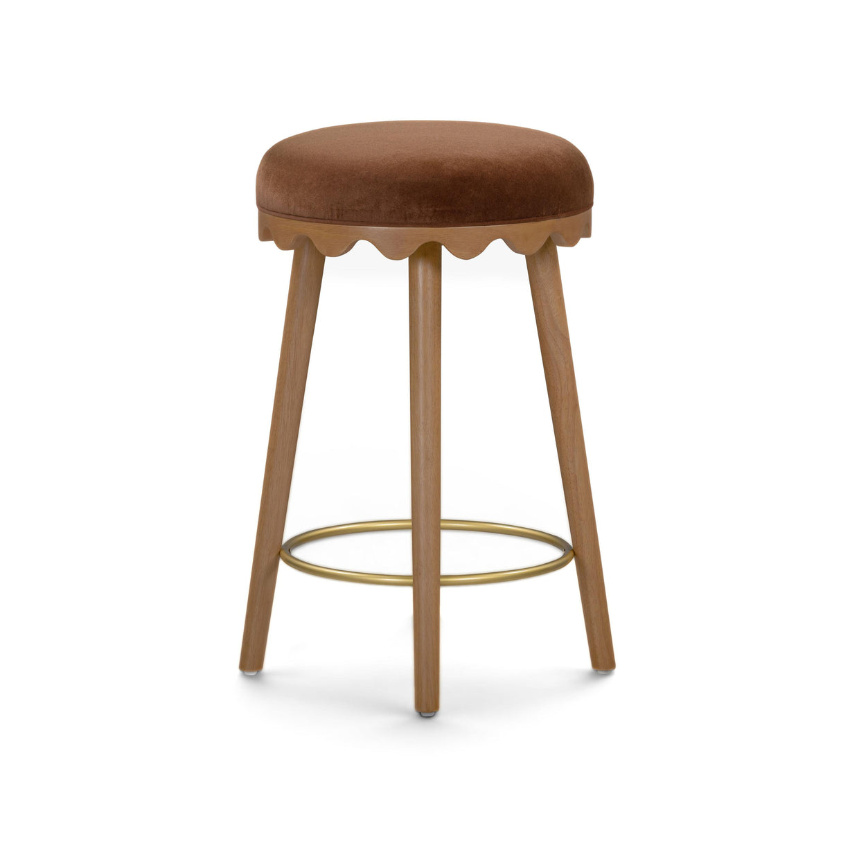 TOV Oodle Bronze Performance Vegan Mohair Light Walnut Counter Stool