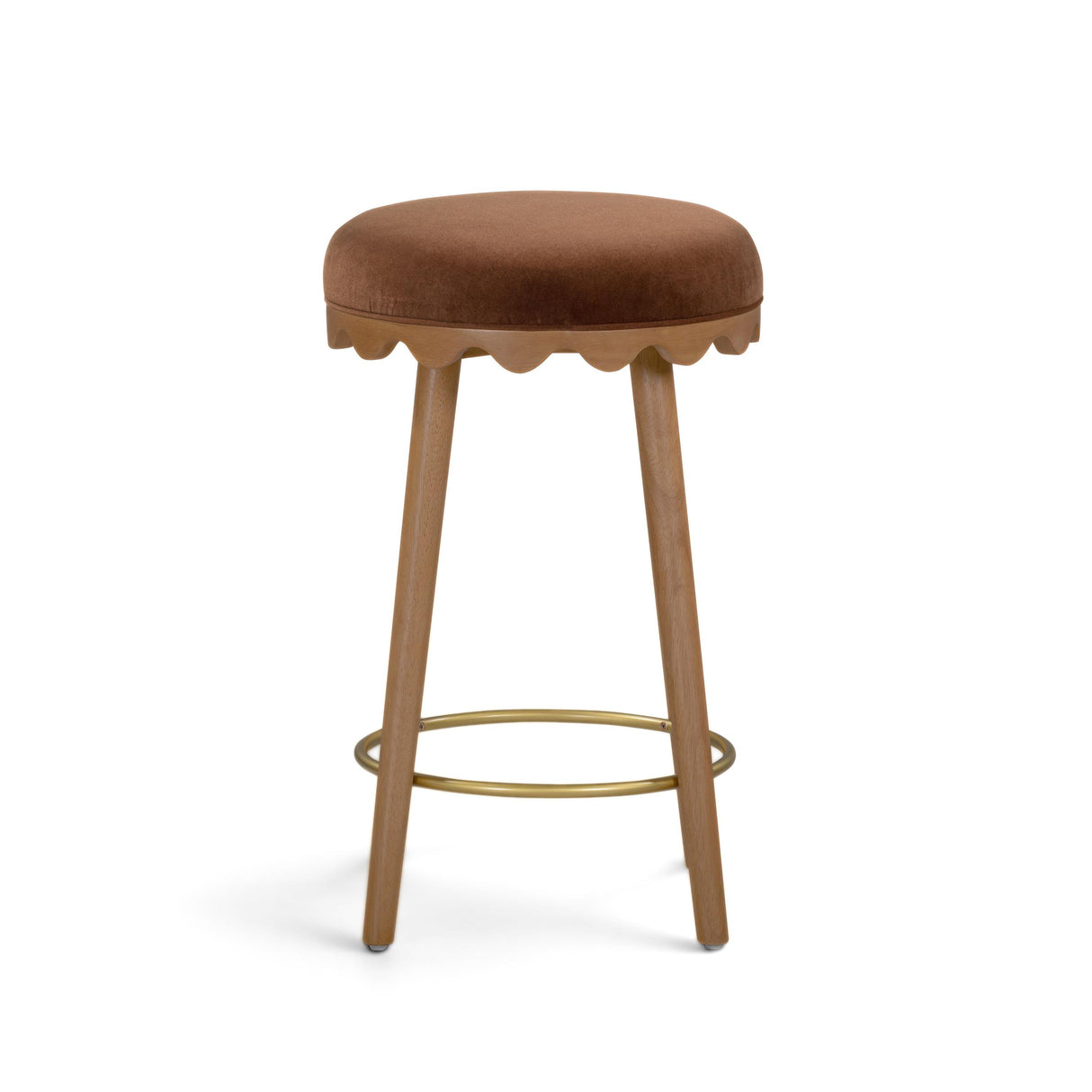 TOV Oodle Bronze Performance Vegan Mohair Light Walnut Counter Stool