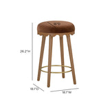 TOV Oodle Bronze Performance Vegan Mohair Light Walnut Counter Stool