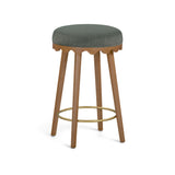 TOV Oodle Green Performance Vegan Mohair Light Walnut Counter Stool