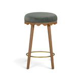 TOV Oodle Green Performance Vegan Mohair Light Walnut Counter Stool