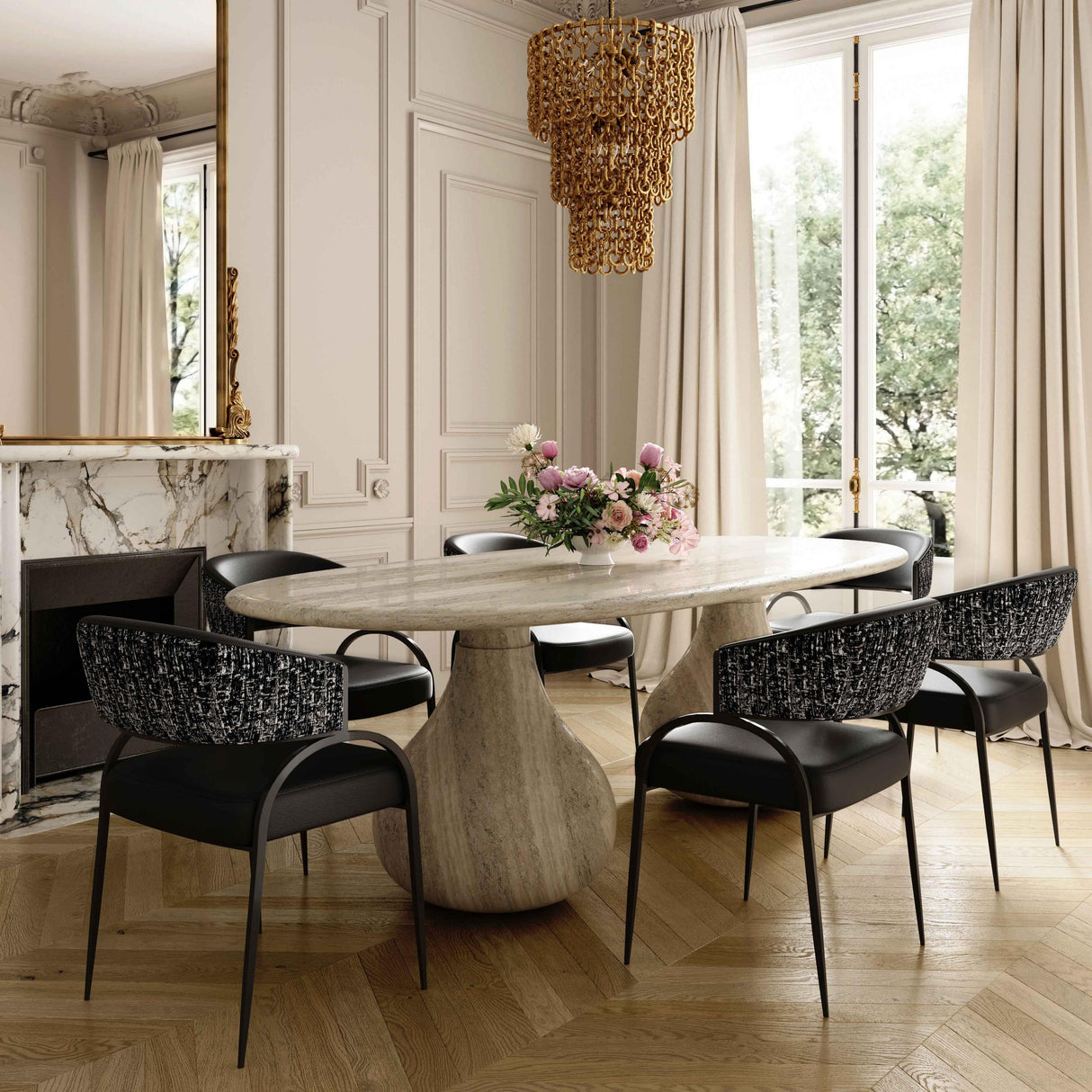 TOV Tatum Black Performance Vegan Leather 2-Tone Dining Chair
