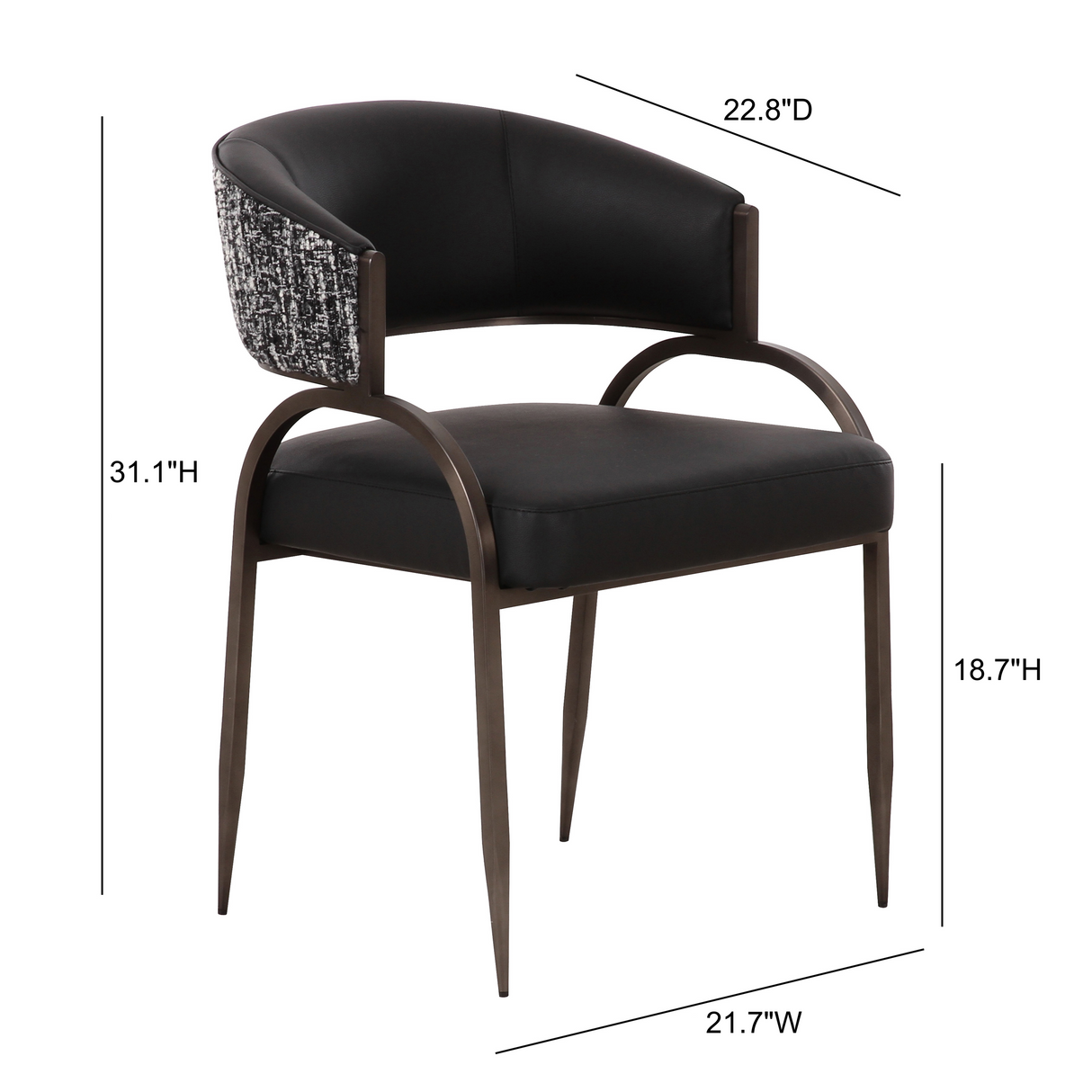 TOV Tatum Black Performance Vegan Leather 2-Tone Dining Chair