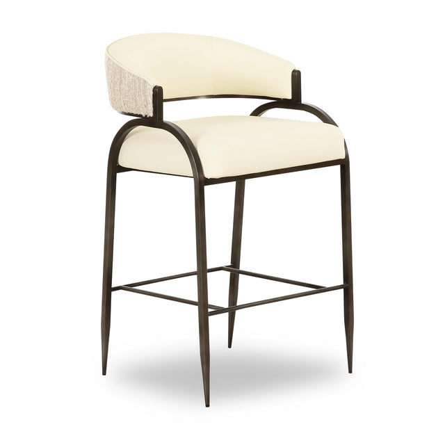 TOV Tatum Cream Performance Vegan Leather 2-Tone Counter Stool