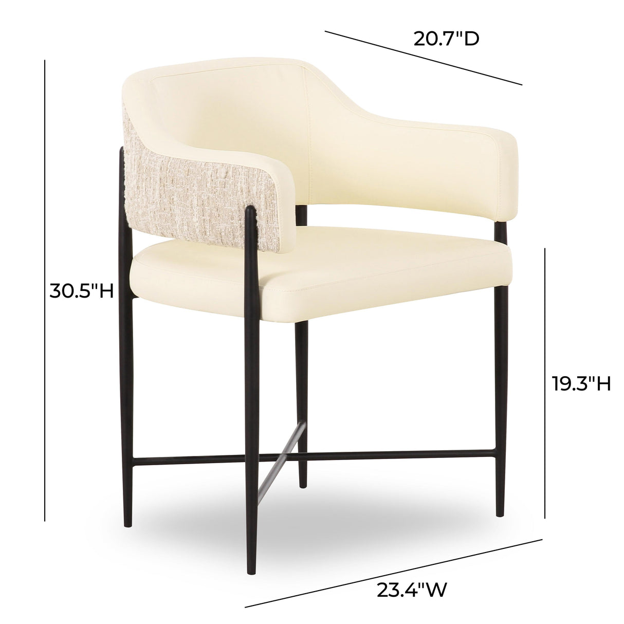 TOV Sezanne Cream Performance Vegan Leather 2-Tone Dining Chair