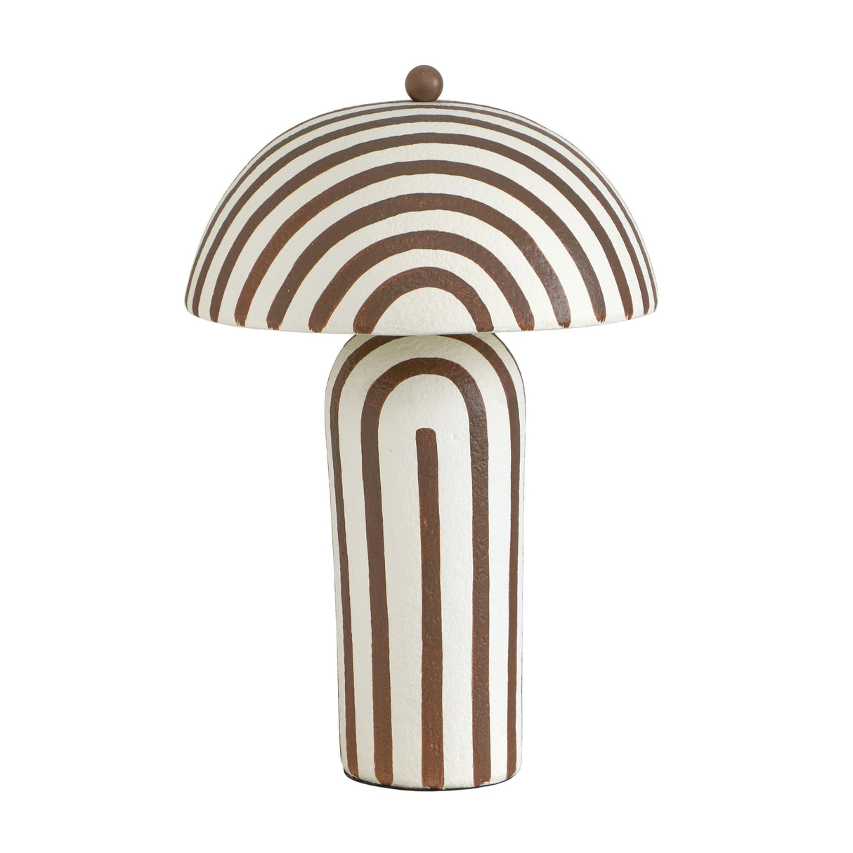 TOV Maiori Chocolate Brown Striped Papier Mache Table Lamp