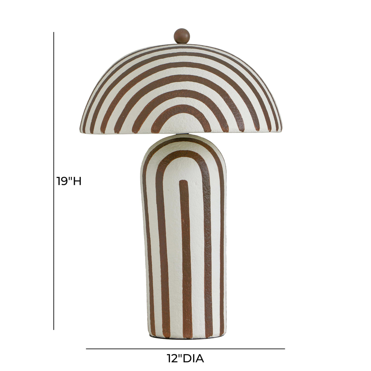 TOV Maiori Chocolate Brown Striped Papier Mache Table Lamp