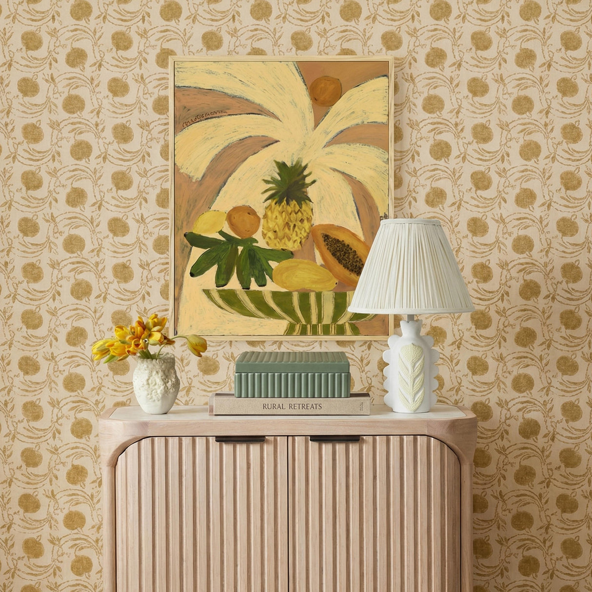 TOV Edith Scalloped Papier Mache Flower Pleated Table Lamp
