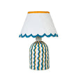 TOV Blum Blue Peach Scalloped Cotton Mache Table Lamp