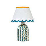 TOV Blum Blue Peach Scalloped Cotton Mache Table Lamp
