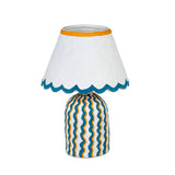 TOV Blum Blue Peach Scalloped Cotton Mache Table Lamp