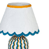 TOV Blum Blue Peach Scalloped Cotton Mache Table Lamp