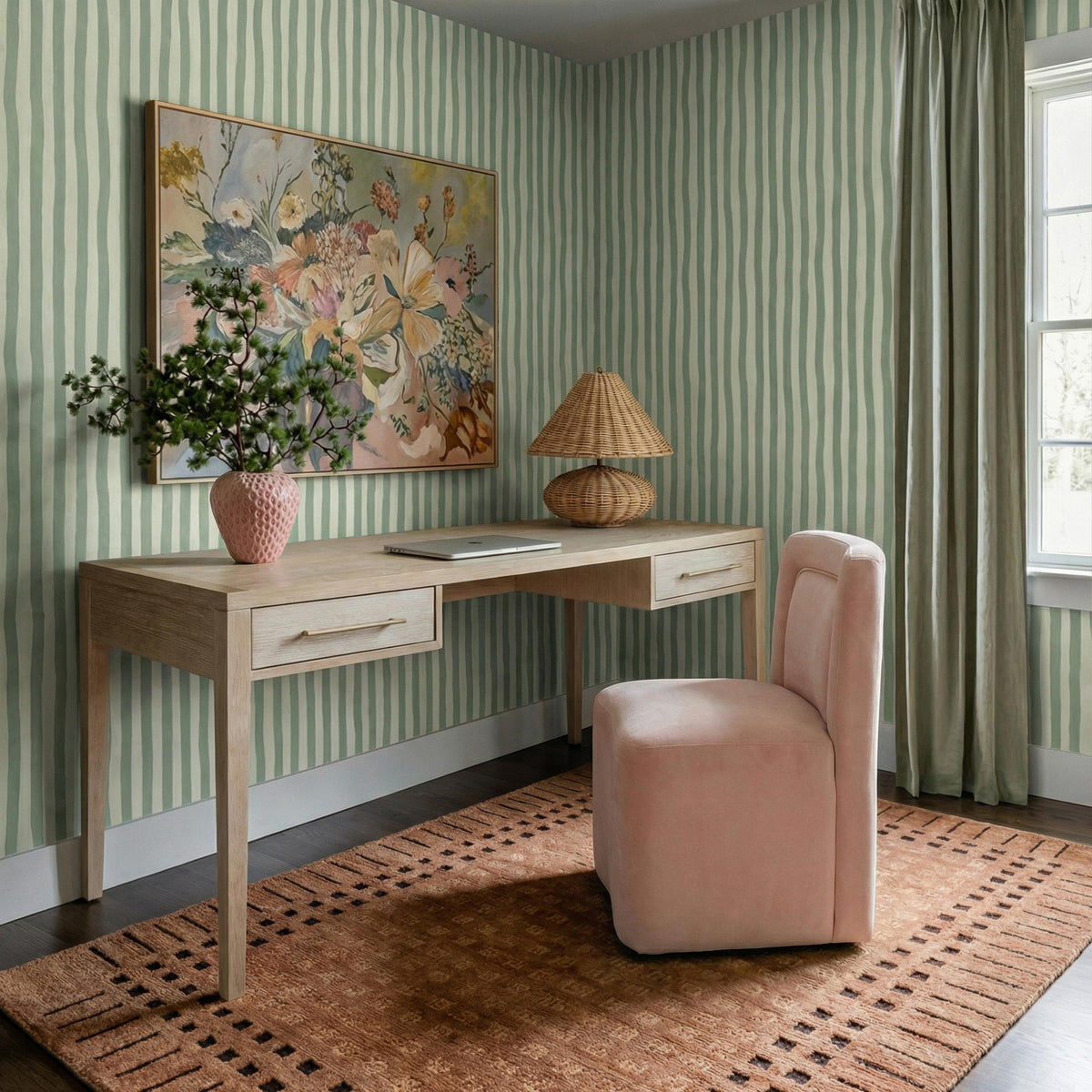 TOV Dolce Pink Rolling Desk Chair