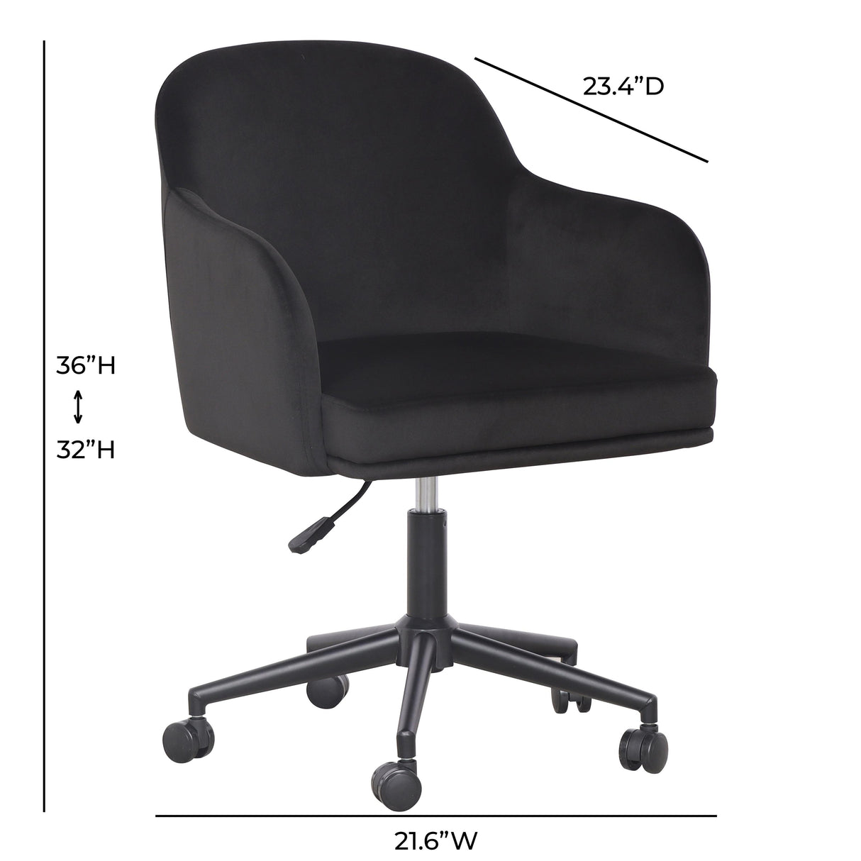 TOV Sydney Black Performance Velvet Office Desk Chair