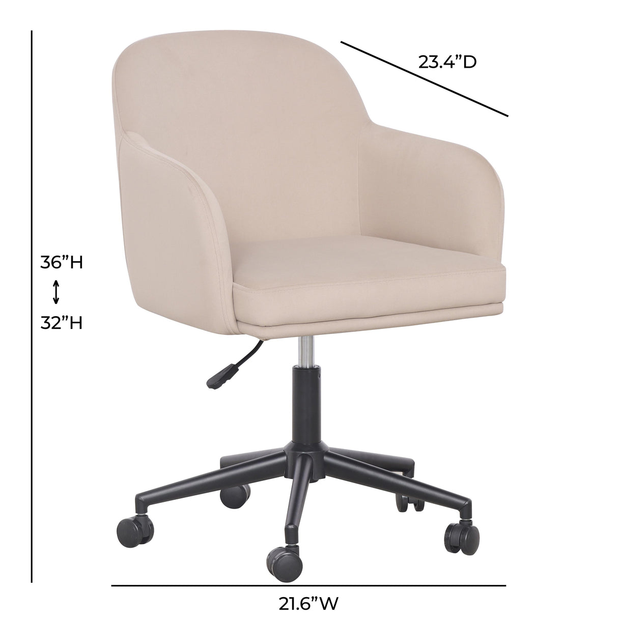 TOV Sydney Taupe Performance Velvet Office Desk Chair